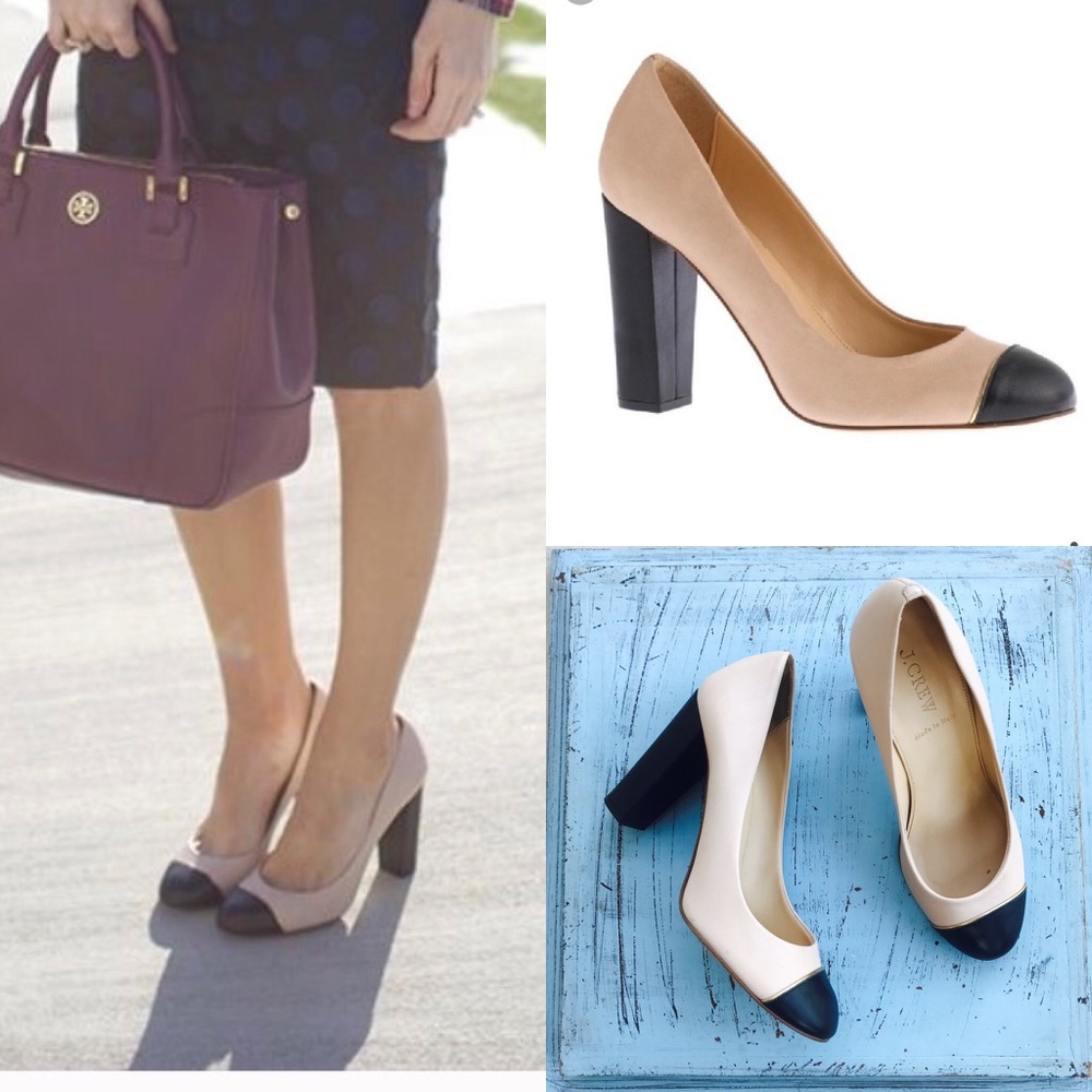 J. Crew Etta Pump Nude Black  Cap Toe Pump